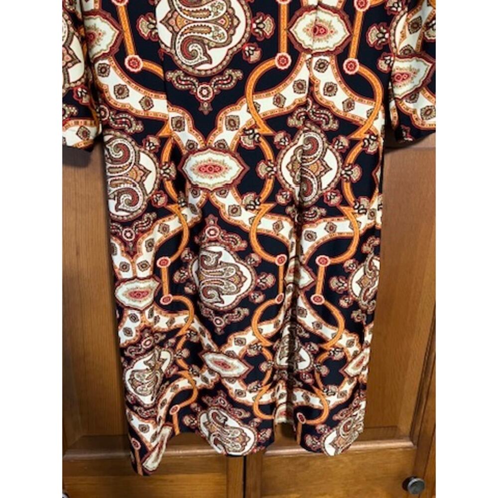 Jude Connally Paisley Print Shift Dress Brown Orange Half Sleeve Southern Size M - Picture 10 of 10
